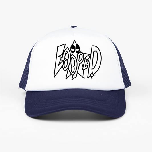 looped snap back hat