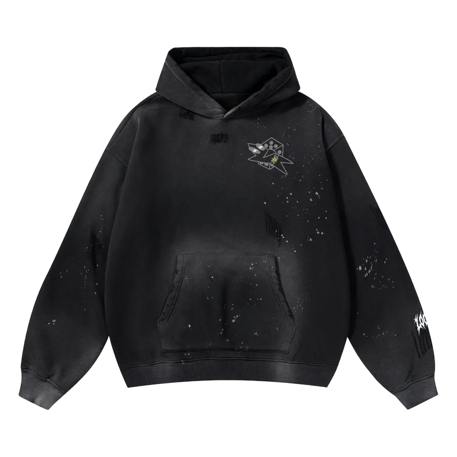 "OG" speckled distressed hoodie