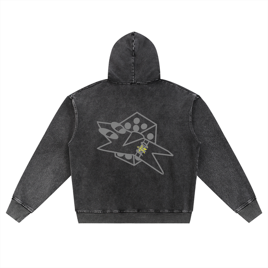 LOOPED grey dice zip up 380 gsm