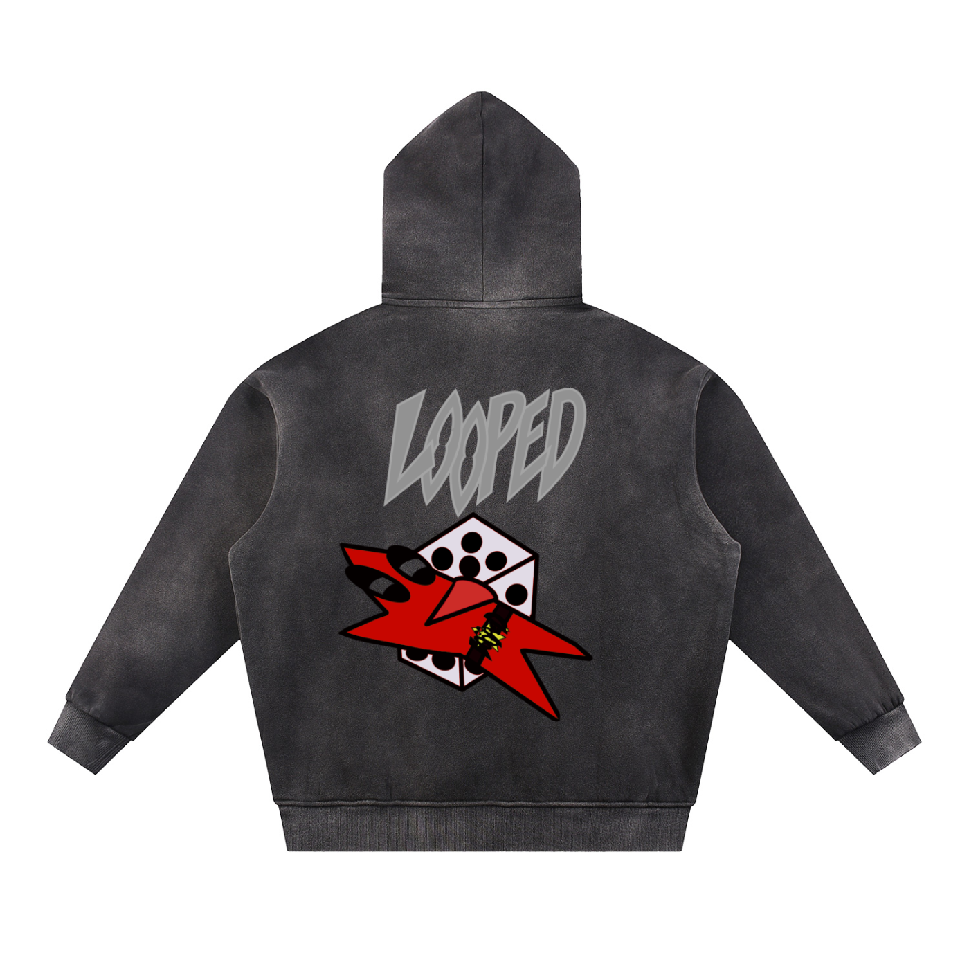 looped hoodie v2 red/black 330 gsm