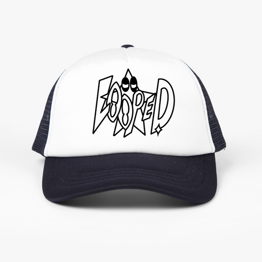 looped snap back hat