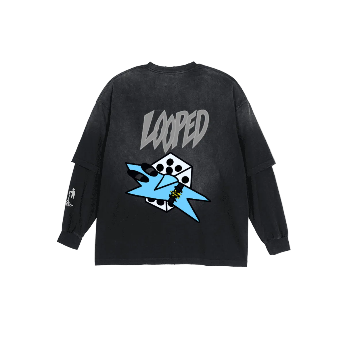 blue "DICE" long-sleeve