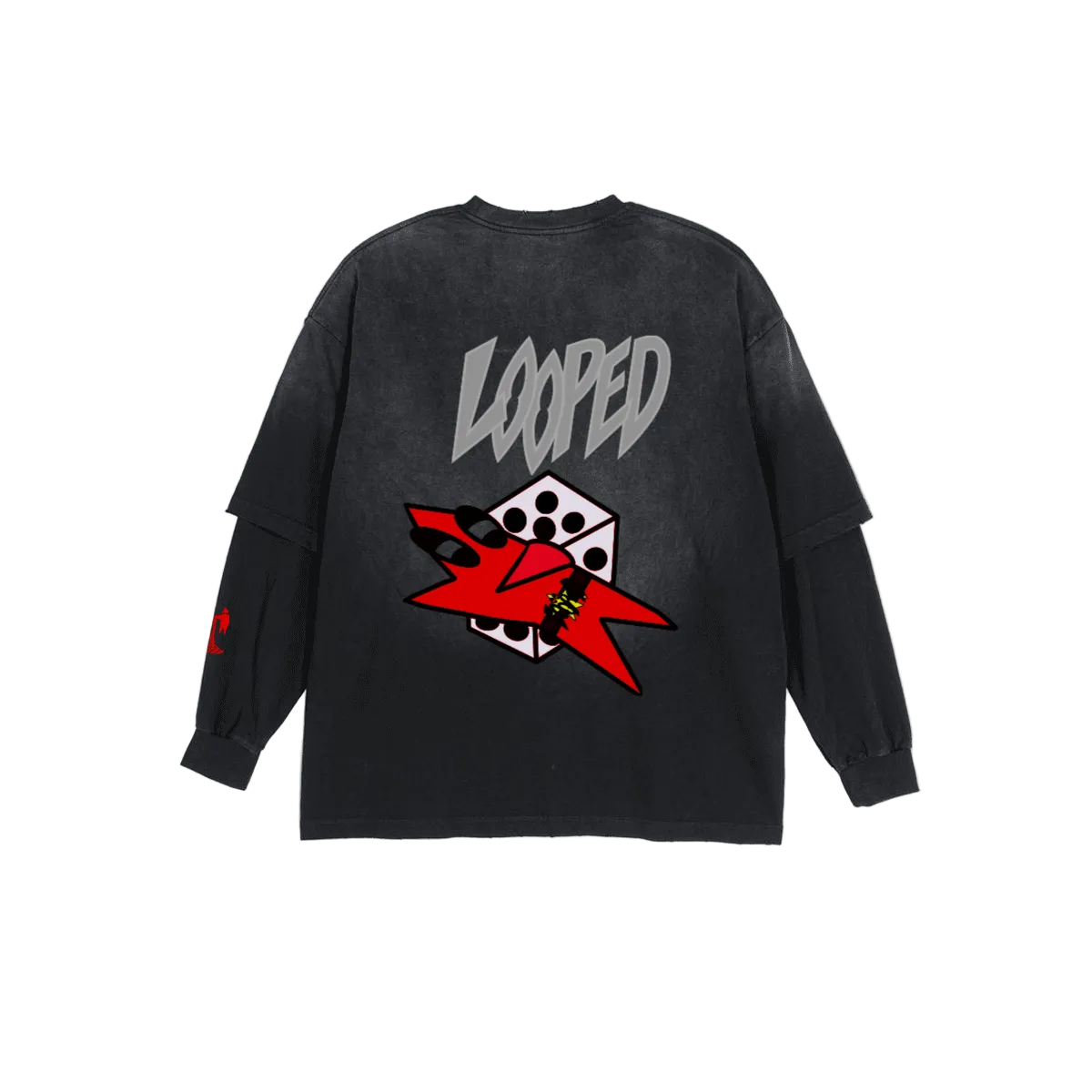 red "DICE" long-sleeve