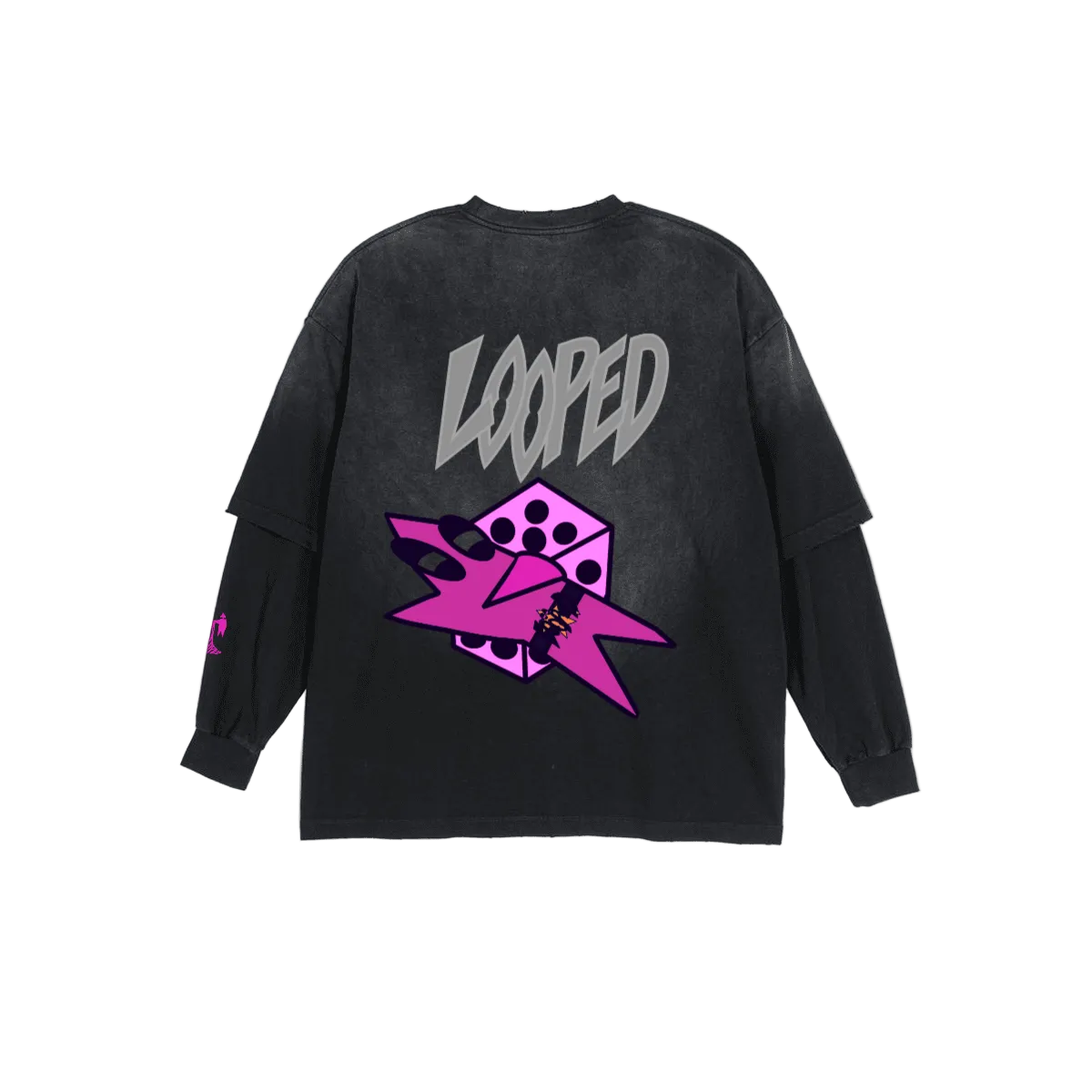 pink "DICE" long-sleeve