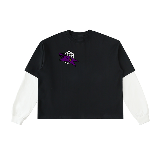 White and black Layered dice logo long sleeve