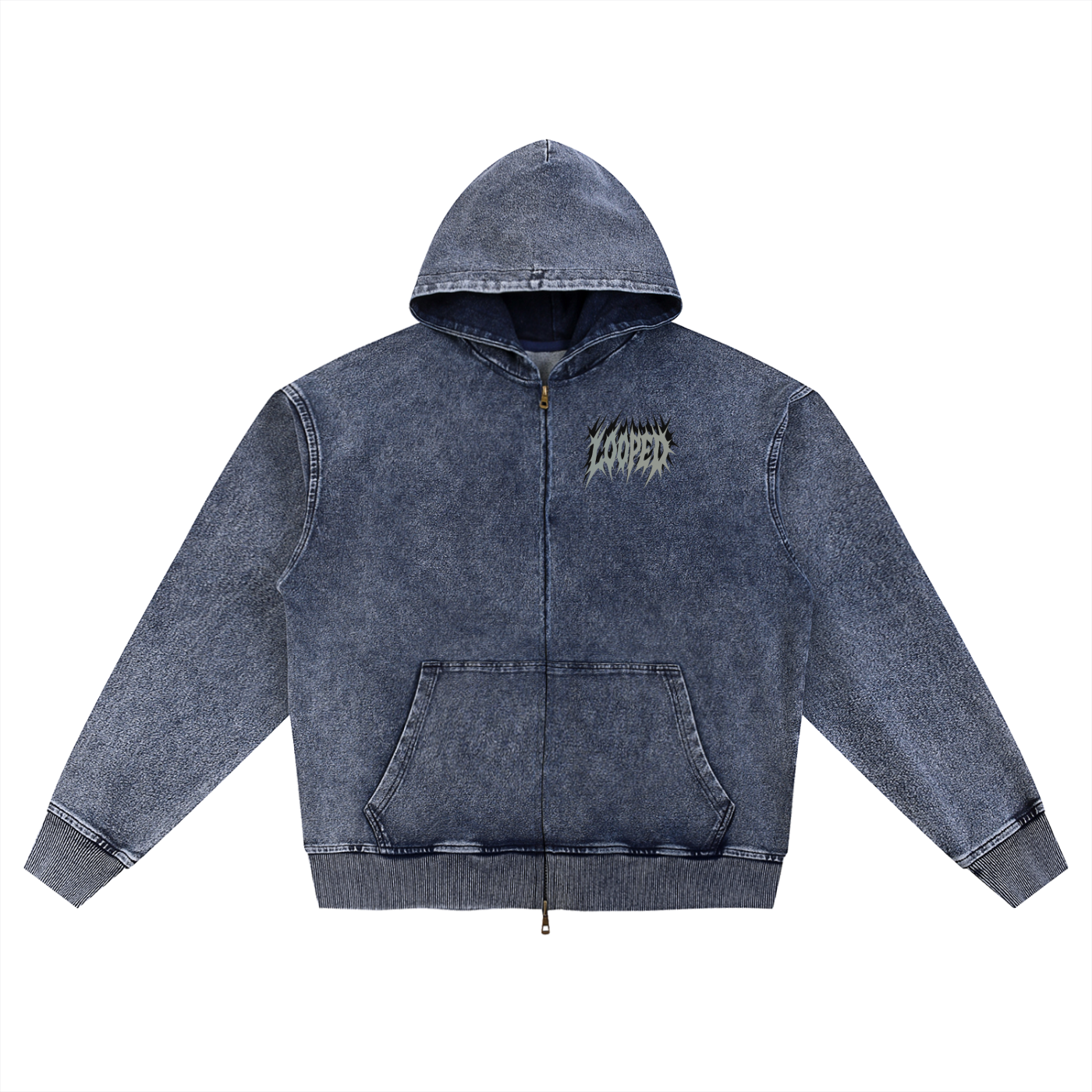 LOOPED grey dice zip up 380 gsm