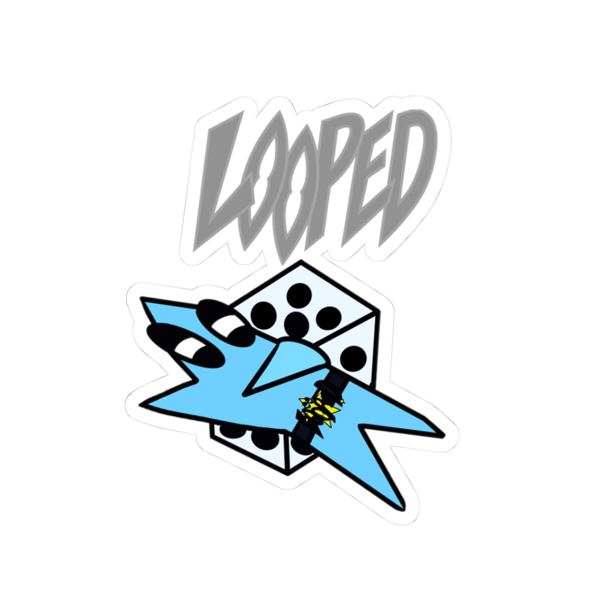 Looped blue dice stickers