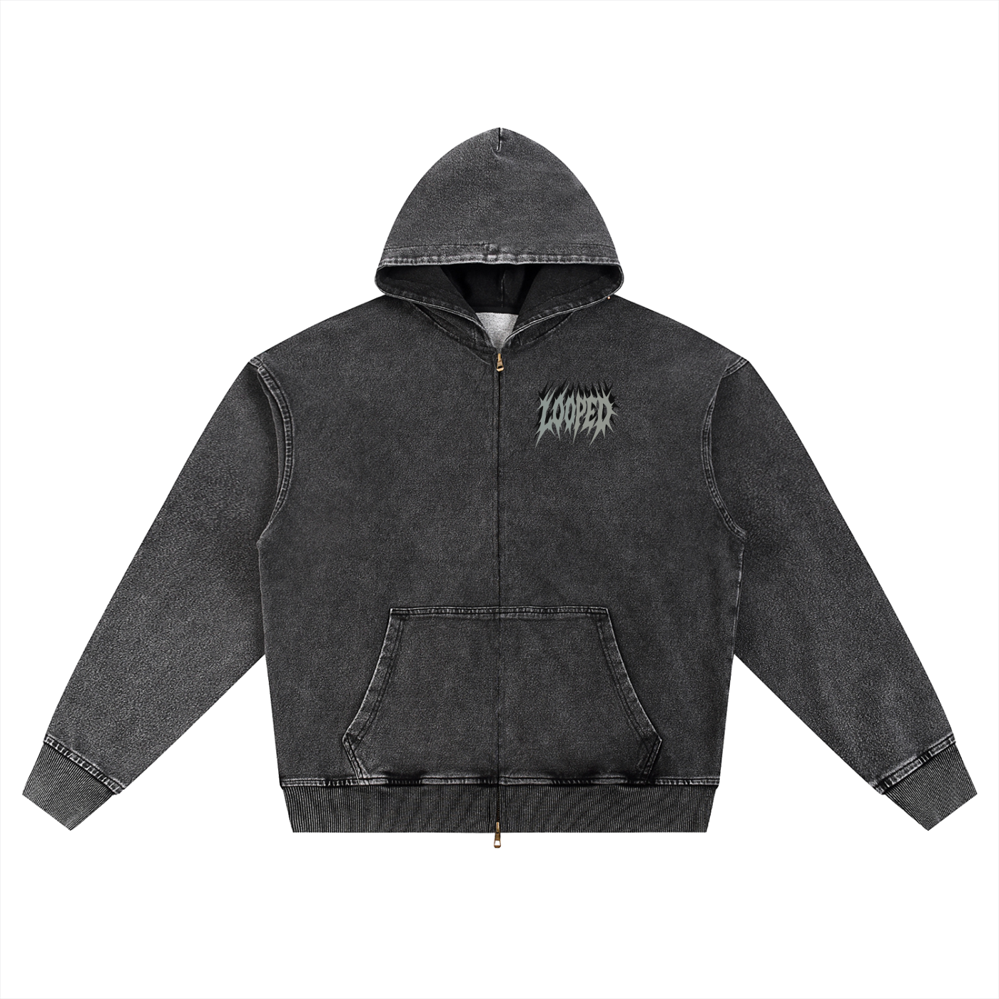 LOOPED grey dice zip up 380 gsm