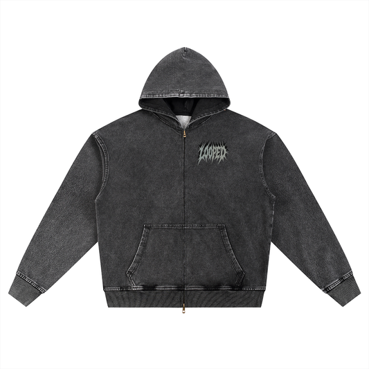LOOPED grey dice zip up 380 gsm