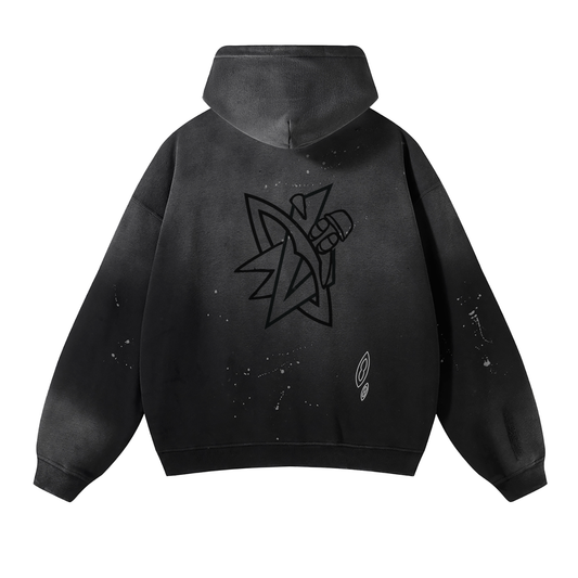 Vintage Wash Frayed Hoodie