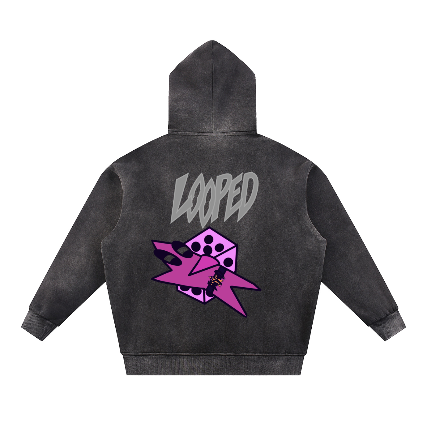 looped hoodie v2 pink/black 330 gsm