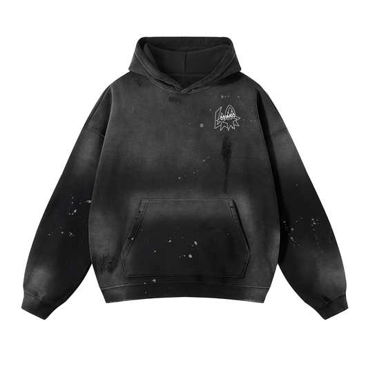 Vintage Wash Frayed Hoodie
